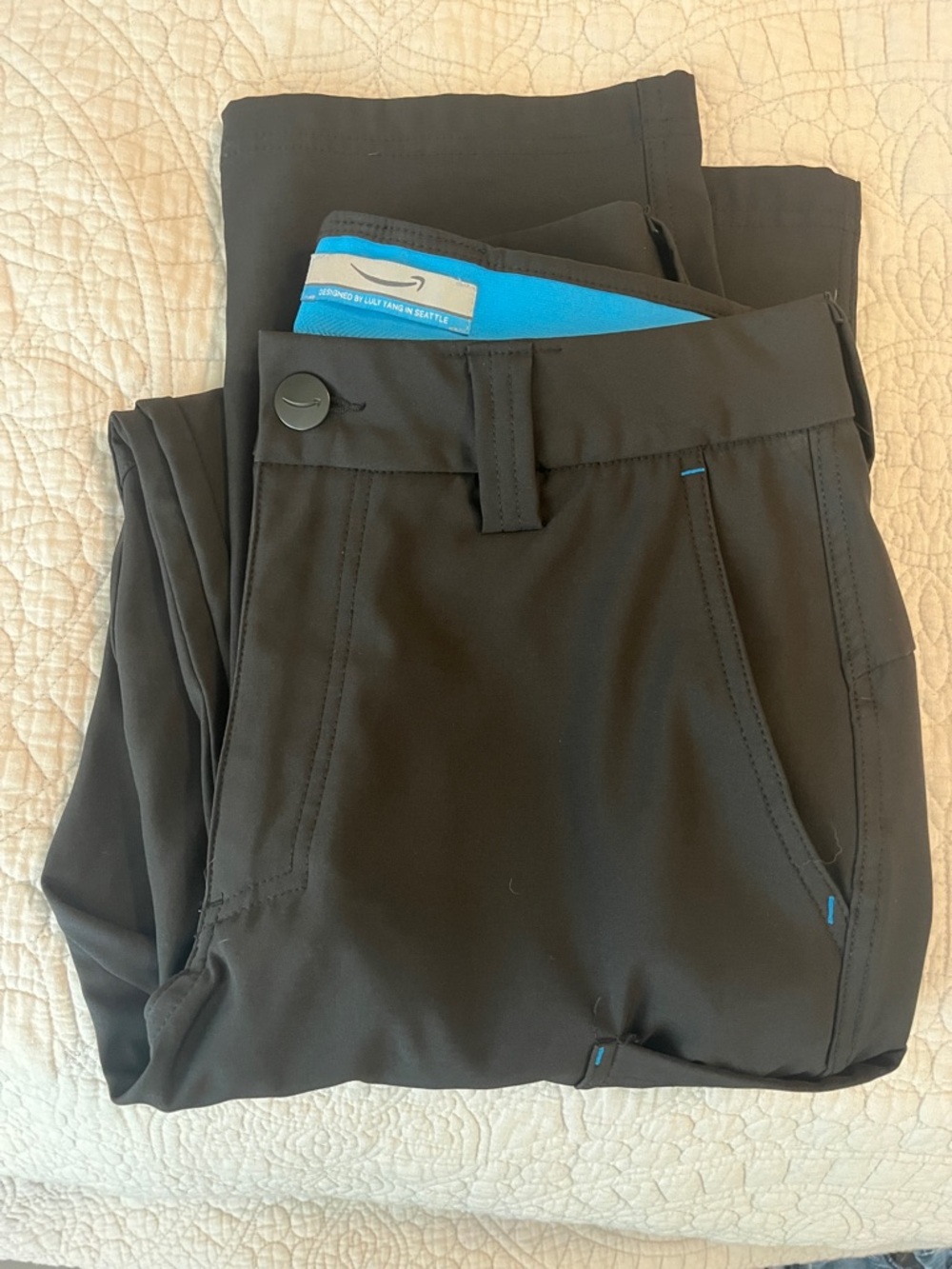 Amazon men’s DSP Black Performance Pants with Blue Accent- NWOT!